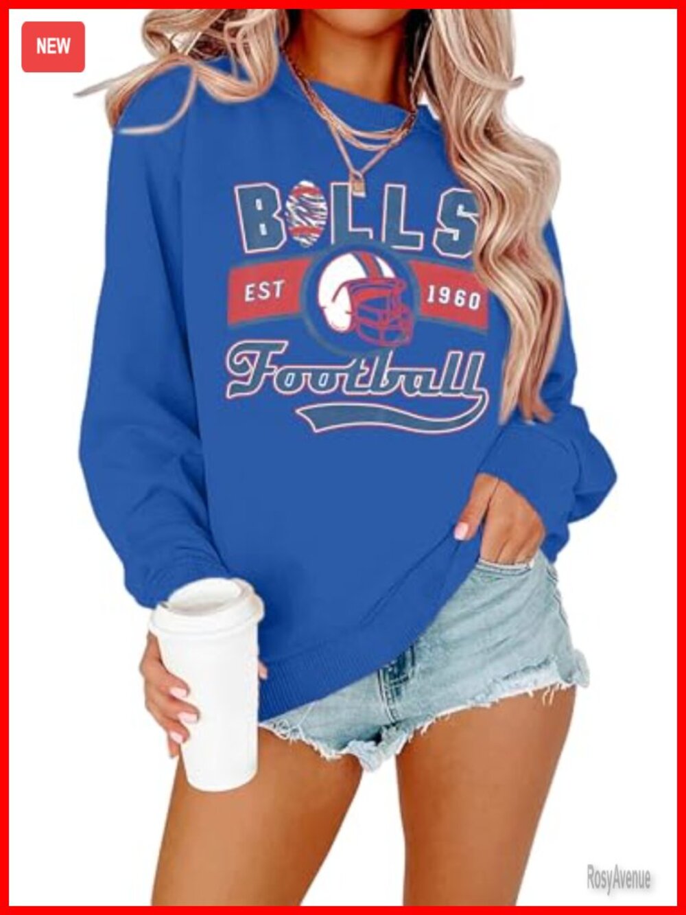 Game Day Football Letters Print Pullover Sweatshirt Women Loose Fit Crew Neck